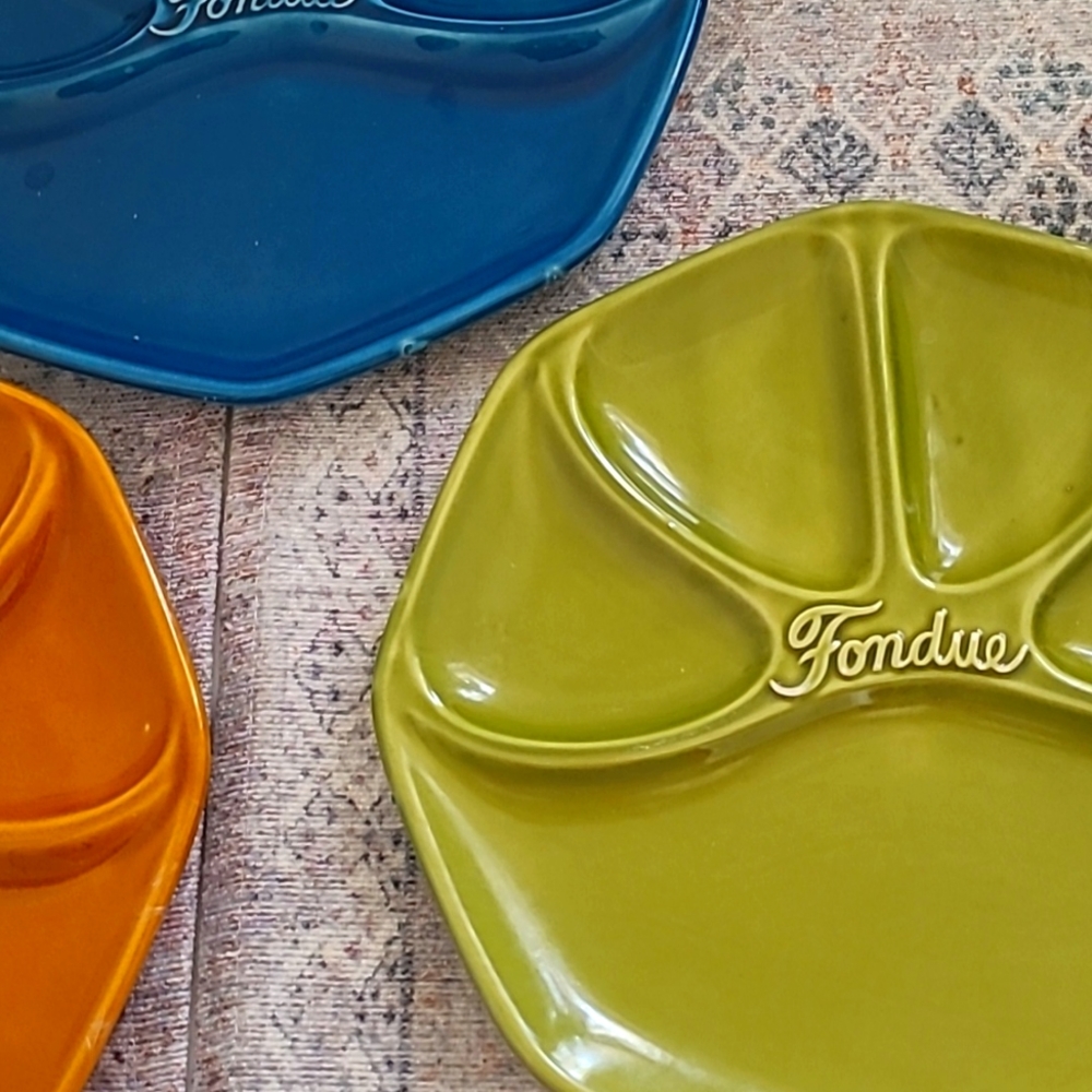 Set of 3 Glazed Divided Dishes